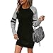 FUPODD Sweatkleid Damen Langarm Ohne Kapuze Winterkleid Kurz Pulloverkleid Rundhals Sweatshirtkleid Winter Longpullover Elegant Pullikleid Lose Freizeitkleider Sweatshirt Kleid Frauen Herbstkleid