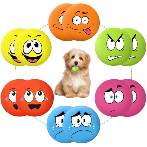Hungdao 12 Pcs Squeaky Dog Toys Latex Rubber Squeaky Ball Smile Face Emoticon Dog Toys Chewing Interactive Ball Bulk Puppy Lovers Gift for Small Medium Pets Doggie Training(Cute Style) by Hungdao - Used condition - US$18.80