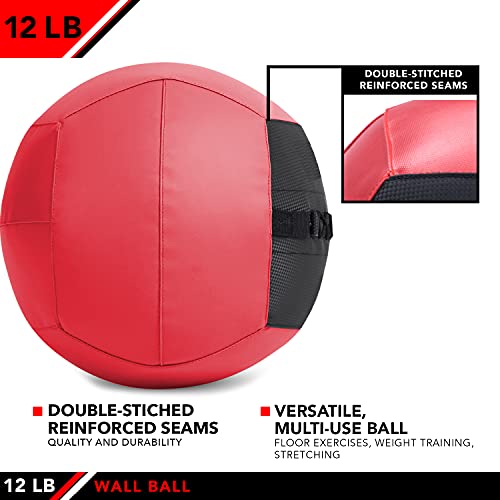 Jfit Wall Ball, Red/Black, 12 Lb #TOP3