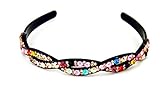 Yeshan Big Rhinestone Crystal Beaded Plastic Headband,Hairband for girls,Multicolors