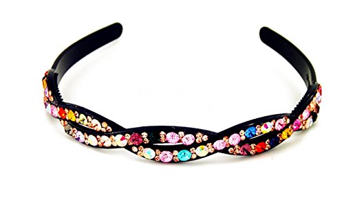Yeshan Big Rhinestone Crystal Beaded Plastic Headband,Hairband for girls,Multicolors