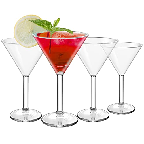 Elesunory 10 Ounce Plastic Martini Glasses Unbreakable Set Of 4- Unbreakable Cocktail Glasses- Reusable Martini Glass For Cocktail, Whiskey, Margarita- Weddings Home Bar Parties Supply #TOP30