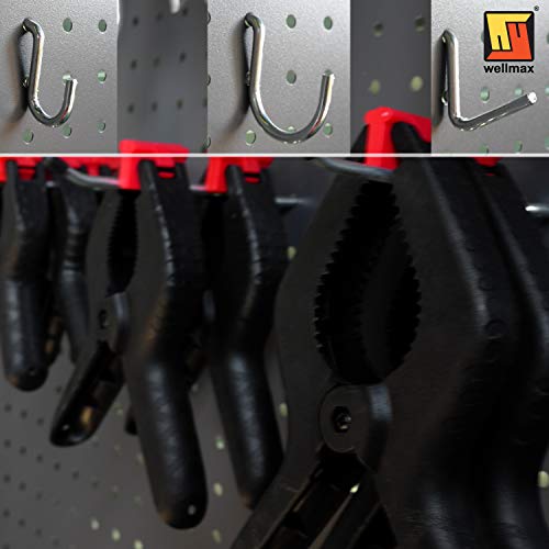 Wellmax Heavy Duty Pegboard Hooks Set – 30-Piece Peg Board Organizer Accessories for Garage, Workshop & Craft Room | Fits 1/4-Inch Peg Holes – Pegboard Accessories for Tools & Garage Organization - Thumbnail 2