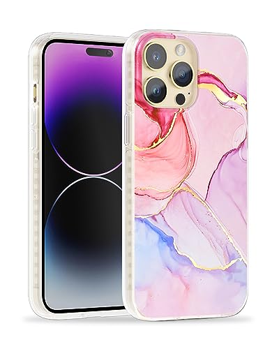 Coque iPhone 15 Pro MagSafe Scorpify marbre cristal chic avec bride rose
