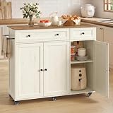 VASAGLE Mobile Kitchen Wooden Island Cart with...