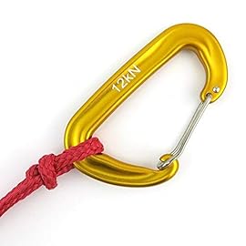 Outmate 12kN 3.2x2 Heavy-Duty Carabiner Clips - Durable, Lightweight Aluminum Alloy Carabiners for Hiking, Camping, Keychains, Dog Leashes, Hammocks & More(Wire gate,2 Gold)