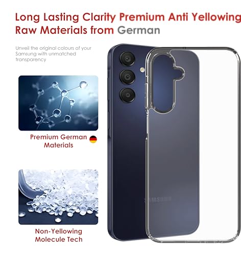 Image of Thermoplastic Polyurethane Clear Case For Samsung Galaxy A25 5G,[Anti-Yellowing Technology] [Military Grade Drop Protection] Shockproof Slim Hybrid Phone Case -Crystal Clear