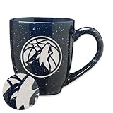 Rico Industries NBA Basketball Minnesota Timberwolves Primary 16 oz Team Color Laser Engraved Speckled Ceramic Coffee Mug