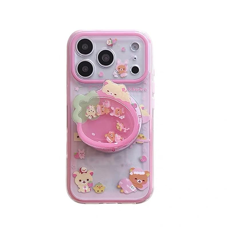 Coque iPhone 17 antichoc ours rose fraise mignon le cadeau parfait avec support MagSafe