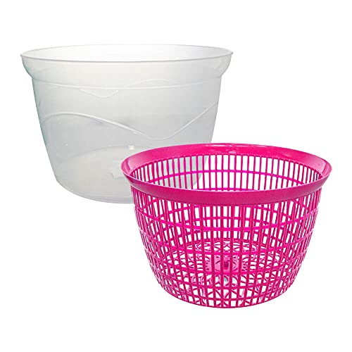 Centrífuga Secadora de Salada de Plástico Rosa 25cm 5L - Casambiente