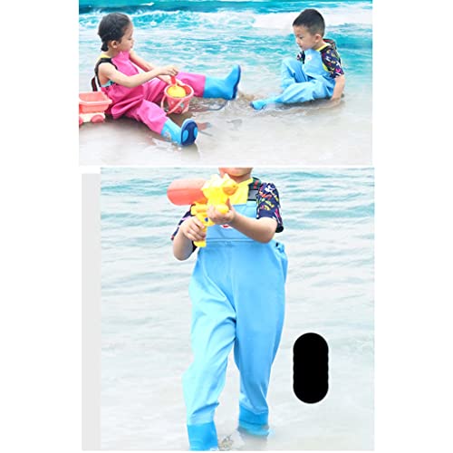 Bbgs Fishing Chest Waders, Children Crosswater Bib Pants With Boots, Youth Boys Fishing Hunting Waterproof Bootfoot Wading (Color : Blue, Size : 28) #TOP2