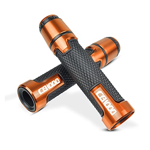 Poignées moto orange pour guidon 22mm route et quotidien