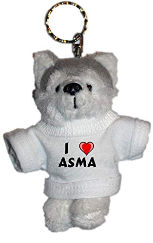 Shopzeus Llavero de Husky (Perro) de Peluche con Amo Asma en la Camiseta (Nombre de Pila/Apellido/Apodo)