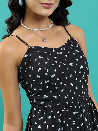 Image of Tokyo Talkies Women's Sleeveless Sweet Heart Neck Printed Dresses | Stylish| Casual