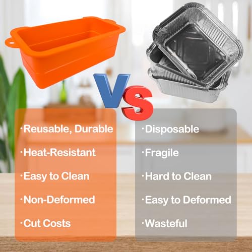 Silicone Grease Cup Liners for Blackstone 36 28 22 17 Inch Griddle, 2 Pack Reusable Grease Catcher Liner Grill Grease Tray Accessories for Blackstone