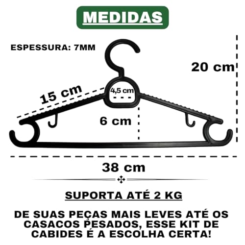 Cabide Calça Roupa Antideslizantes Reforçado Kit Com 50 Cabides Preto