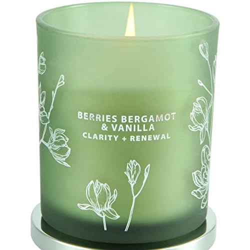 Berries Bergamot Vanilla Candle – Fresh Spring Candles – Highly Scented Vanilla Candles for Home – Natural Wood Wick Soy Candles – Large Aromatherapy Relaxing Candles for Women & Men 10.6 oz