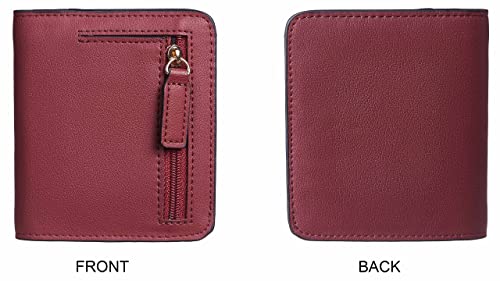 Image of Gostwo Small Wallet for Women, Slim Bifold Credit Card Holder, Compact RFID Blocking Cash Wallet, Billfolds Thin Leather Zipper Pocket, Mini Wallet Gift for Ladies Teen Girls Travel with ID Window