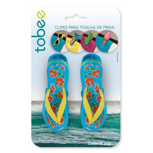 Kit 2 Prendedores De Toalha Sandália Azul Clip Para Cadeira De Praia - 3100 Tobee