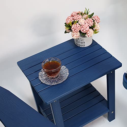 Byzane Double Adirondack Side Table, Patio Outdoor End Table Weather Resistant,Rectangular Table For Patio, Garden, Lawn, Indoor Outdoor Companion, Navy Blue #TOP3