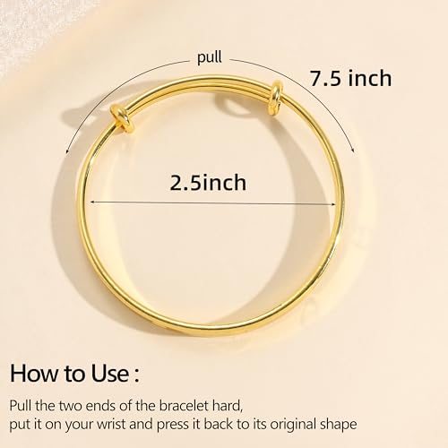 Winas Gold Plated Bangle Bracelets for Women- Adjustable Waterproof Stainless Steel Bangle Bracelets Non Tarnish, Trendy Jewelry Christmas Birthday Day Gifts4