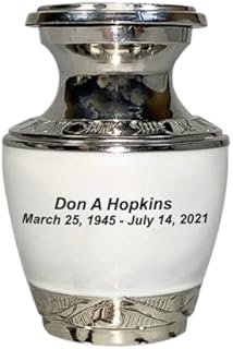 Customized Pearl White Keepsake Cremation Urn, Funeral Tokens, Ash Urns with Personalized Engraving - Small Size