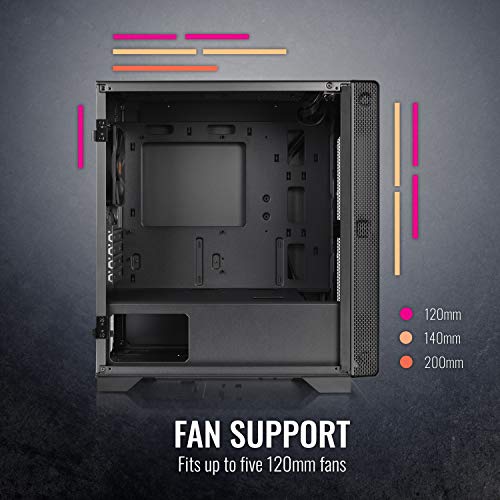 Thermaltake Ca-1Q9-00S1Wn-00 S100 Tempered Glass Black Edition Micro-Atx Mini-Tower Computer Case With 120Mm Rear Fan Pre-Installed #TOP4