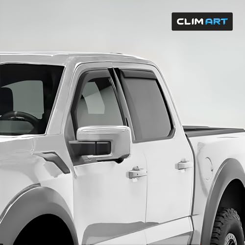 CLIM ART in-Channel Incredibly Durable Rain Guards Compatible with F150 2021-2026 SuperCrew, Original Window Deflectors, Vent Window Visors, Vent Deflector, 4 pcs. - 621237