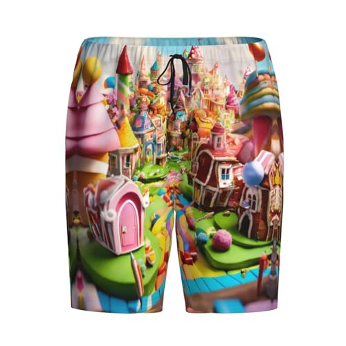 Candy Land Print Men'S Short Pajama Pants,Casual And Soft Pajama Pants,Comfortable,Suitable For Summer Wear4