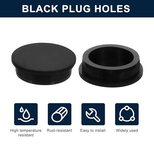 Image of uxcell 2 Pcs Black Plug Holes, Waterproof Rubber Button Plug for 56mm / 2.2 inch Hole