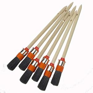 ROTIX 6 stuks ringkwasten Ø 20 mm, maat 2, ronde kwast, lakkwast, zwarte borstelharen