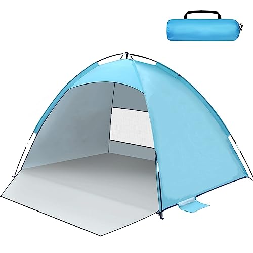 Beach Shelter with UV Protection, UPF 50+ Beach Tent, Small for 2–3 People, Portable Beach Tent, Wind Protection, Sun Shelter, Lightweight with Carry Bag for Beach, Garden