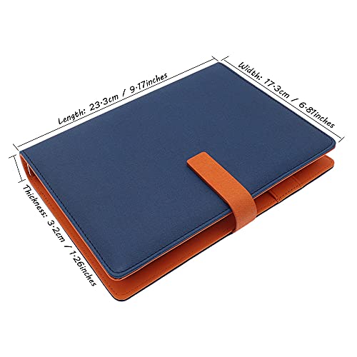 Hxrtangs A5 Refillable Notebook, Ring Binder Journal Personal Organizer With 80 Sheets Lined Filler Paper + Planner Stickers + Subject Dividers + Index Tabs + Bookmark Ruler + Zip Bag + Stencil, Navy Blue #TOP1