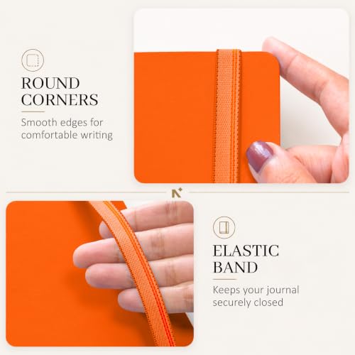 Image of NEORAH -A5 DOTTED | 368 Pages - 110 Gsm |PAGE A DAY JOURNAL (21x14.8 cm)-Hardcover Dot Grid Notebook |Back Pocket |3 Silk Book Mark - Completely HANDMADE for Journaling,writing- ORANGE
