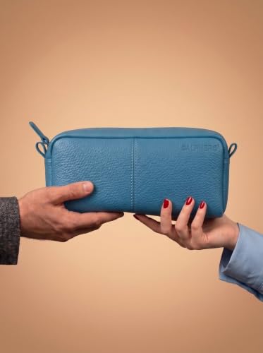 Image of Calfnero Genuine Leather Toiletry Bag for Men & Women | Premium Leather Travel-Pouch | Toiletry Organizer | Cosmetic & Shaving Kit Bag | Unisex Travel Dopp Kit (Torque)