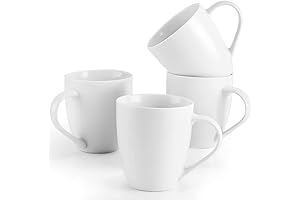 Mfacoy White Coffee Mugs Set of 4, 16 Ounce Coffee Mugs with...