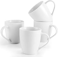 Mfacoy 16oz White Ceramic Coffee Mugs Set of 4 - Large Sturdy Handles, Non-Toxic Porcelain, Microwave Dishwasher Oven Safe