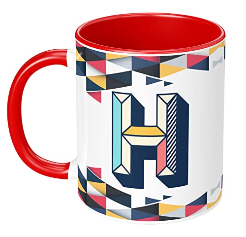 Image of 3D Colorful Alphabet Letter H Printed Coffee Mug For Girls Boys Friends Love Kids Best Gift For Birthday Anniversary Initial Letter H (Microwave Safe Ceramic Tea Coffee Mug-350ml) - ABV3TM2 108