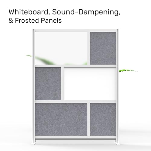 Image of Workflow Modular Wall | Room Divider with Whiteboard, Sound Dampening, & Frosted Acrylic Panels | Expandable Office Partition for Privacy & Stability (53 inch x 70 inch)