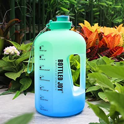 PIKFOS2.2L Water Bottle Motivational Texts and Flip-Up Cap with Time Marker & Straw | Leakproof, BPA-Free, Slipproof Outdoor Fitness Enthusiast Handle Drinking Big Water Jug (2)