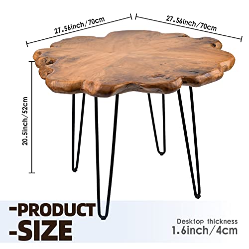 Hoegmst 27.5 Inch Live Edge Side Table, Wood Freeform Small End Table With Waterproof Surface, Rustic Accent Table Unique For Living Room, Bedroom, Home #TOP2