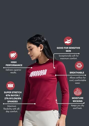 Image of Women's Stretchable Raglan Full Sleeve Graphic Print TEE for Everyday WEAR | Moisture-Wicking TEES for Girls | Women Smooth and Soft Finish Tshirt | Full Length Yoga Tshirt for Girls