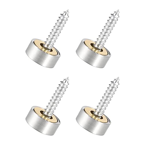 QUARKZMAN 12mm Miroir Vis Cache Vis x 4PCS Brossé Inoxydable Acier Décoratif Capuchons Couvercle Attaches pour Décoratif Miroir et Signe Publicité...
