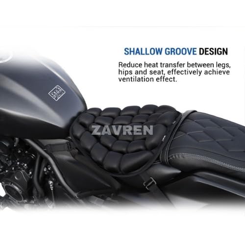 ZAVREN Ergonomic Air Seat Pillow with Built-in Inflator – Shock Absorbing Cushion for Motorcycles, Bikes, and Chairs – Pressure Relief for Prostate, Tailbone, and Hip Support – Portable & Breathable