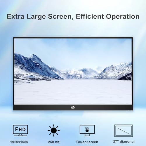 Image of HP Essential All-in-One Desktop | 27 inch FHD Touchscreen | Intel Core i7-1355U | 16GB RAM | 1TB SSD | Wi-Fi 6 | Wired Keyboard & Mouse | Windows 11 Home | Black | with Adata 512GB External SSD Bundle