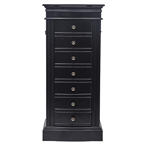 Kcelarec Jewelry Armoire Cabinet Stand,Wood Standing Armoires Jewelry Storage Organizer Box (Black) #TOP1