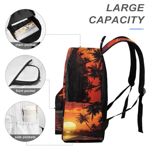 Tropical Sunset Printed Backpack Water-Resistant Pack Stylish Bag Lightweight Travel Backpack4