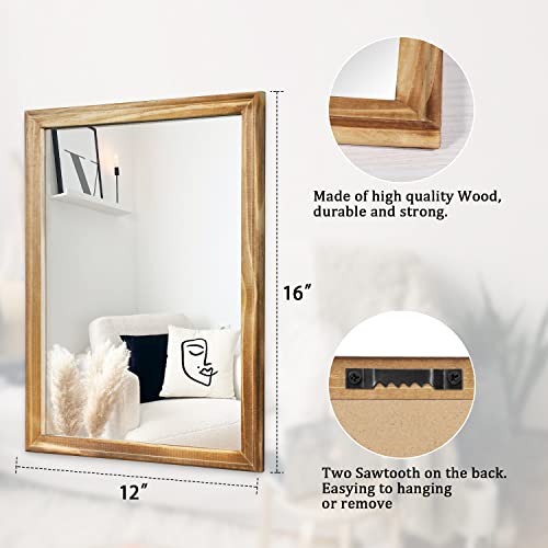 Aazzkang Rustic Mirrors For Wall Rectangle Wood Frame Mirror Farmhouse Bedroom Bathroom Decorative Mirror With Hanging Rope #TOP1