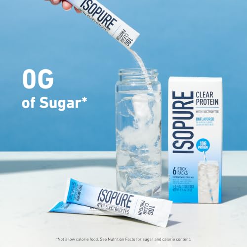Image of Isopure Clear Protein Stick Pack, Unflavored, 20 Count (Pack of 1)