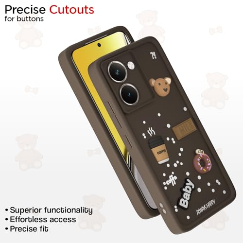 Image of Pikkme Back Cover for Realme P3 Ultra 5G | Cute Fun Cartoon 3D Bear Silicone Full Body Protection Bumper Case (Brown)
